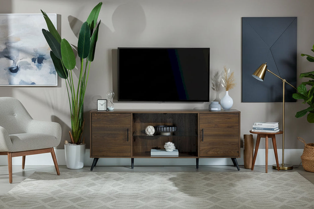 Mobile TV a 2 ante stile moderno di metà secolo, 152 cm