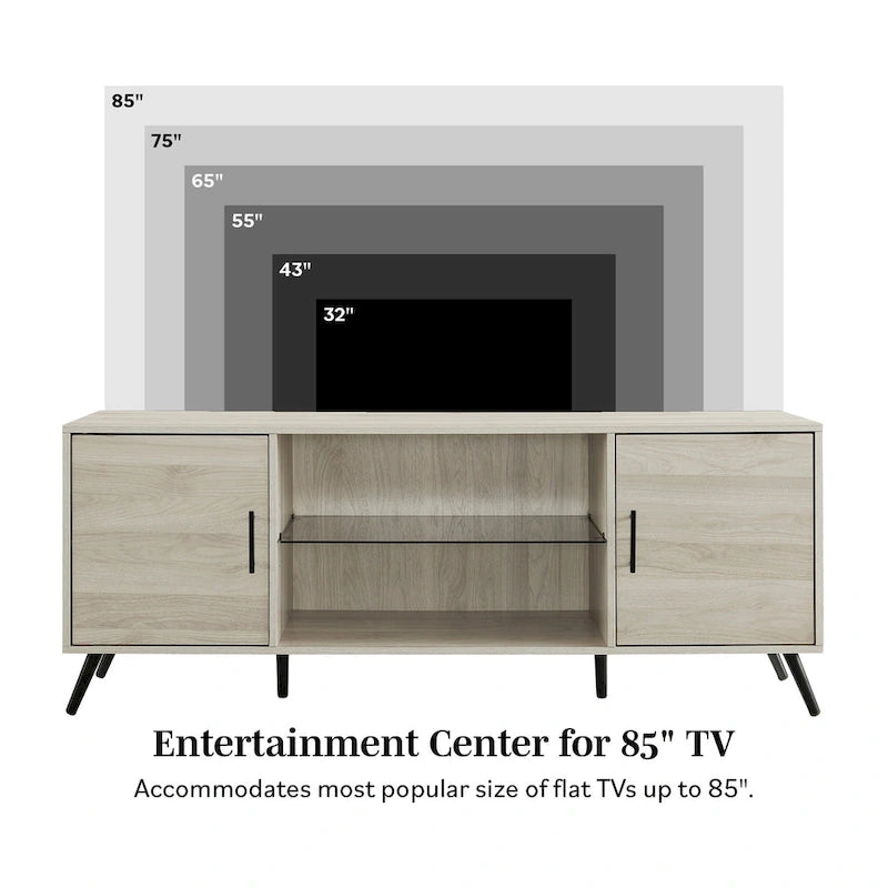 Mobile TV a 2 ante stile moderno di metà secolo, 152 cm
