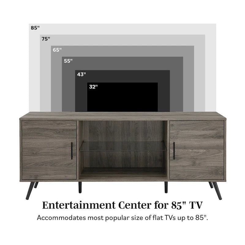Mobile TV a 2 ante stile moderno di metà secolo, 152 cm