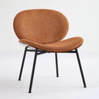 Sedia singola Mid-Century Modern Shell Tripod, sedia lounge in tessuto arancione con finitura noce e schienale confortevole