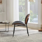 Sedia singola Mid-Century Modern Shell Tripod, sedia lounge in tessuto arancione con finitura noce e schienale confortevole