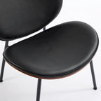 Sedia singola Mid-Century Modern Shell Tripod, sedia lounge in tessuto arancione con finitura noce e schienale confortevole
