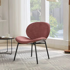 Sedia singola Mid-Century Modern Shell Tripod, sedia lounge in tessuto arancione con finitura noce e schienale confortevole