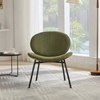 Sedia singola Mid-Century Modern Shell Tripod, sedia lounge in tessuto arancione con finitura noce e schienale confortevole