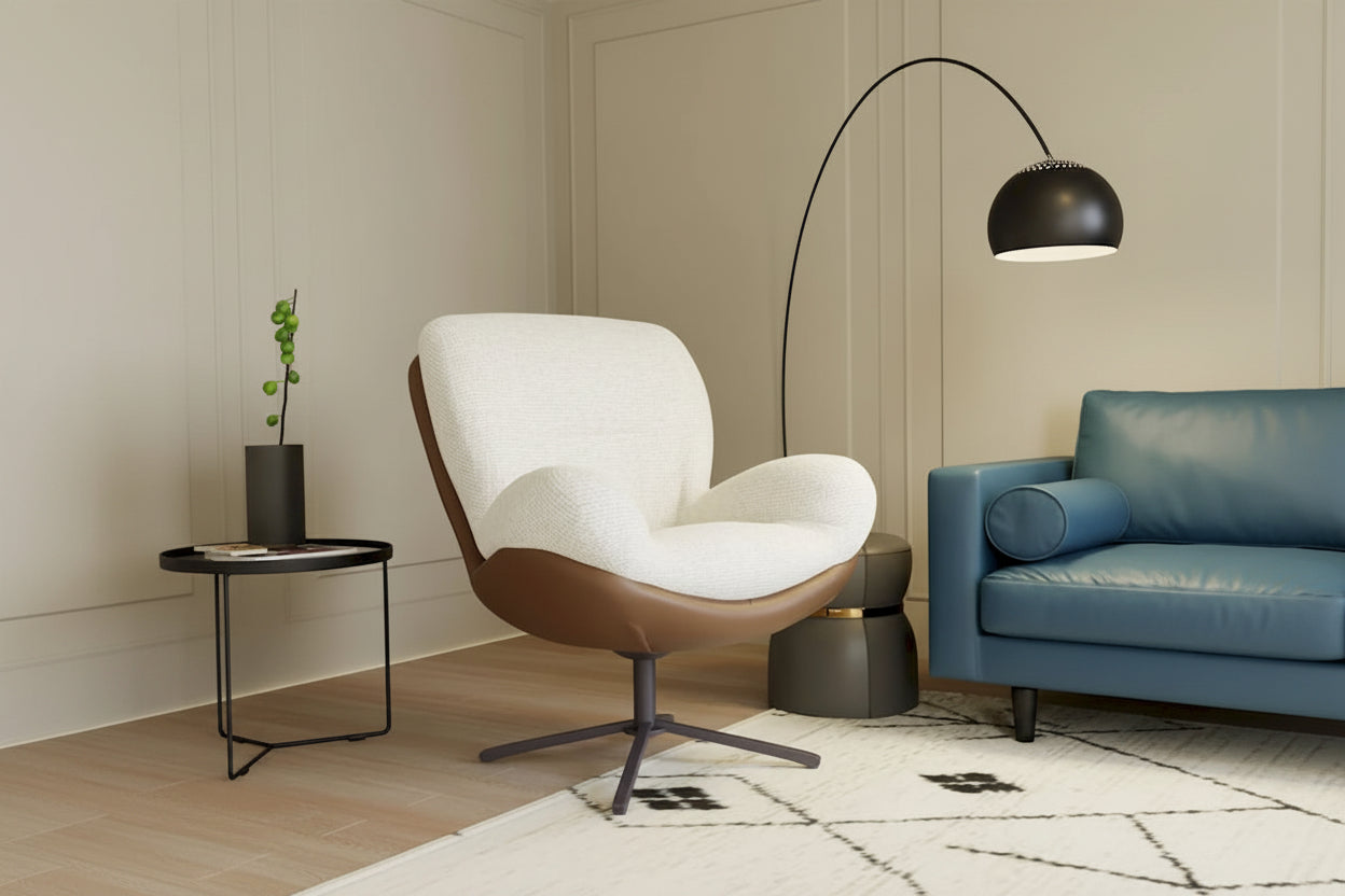 Swivel Accent Chair,Lounge Chair with Metal Base Frame,Comfy Single Leisure Sofa Chair Reading Chair with 360 Degree Swiveling