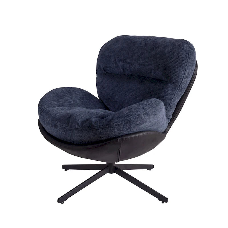 Poltrona girevole, sedia da salotto con base in metallo, comoda poltrona singola da lettura con rotazione a 360 gradi