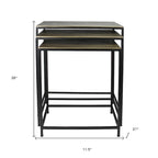 Set di tre tavolini a incastro in ottone, alluminio nero e ferro - 11,5' X '26' X '21