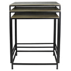 Set di tre tavolini a incastro in ottone, alluminio nero e ferro - 11,5' X '26' X '21