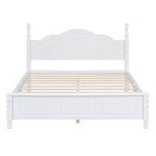 Letto matrimoniale in stile retrò con piattaforma, struttura del letto con piattaforma in legno con solido supporto a doghe in legno e testiera curva