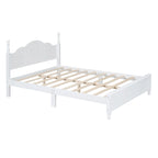 Letto matrimoniale in stile retrò con piattaforma, struttura del letto con piattaforma in legno con solido supporto a doghe in legno e testiera curva