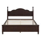 Letto matrimoniale in stile retrò con piattaforma, struttura del letto con piattaforma in legno con solido supporto a doghe in legno e testiera curva