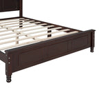 Letto matrimoniale in stile retrò con piattaforma, struttura del letto con piattaforma in legno con solido supporto a doghe in legno e testiera curva
