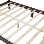 Letto matrimoniale in stile retrò con piattaforma, struttura del letto con piattaforma in legno con solido supporto a doghe in legno e testiera curva