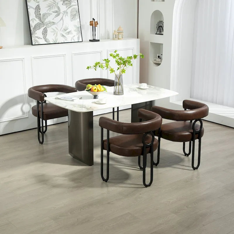 Poltrona moderna imbottita in PU per soggiorno o sala da pranzo