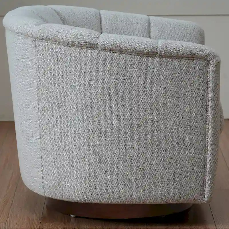 Poltrona Girevole in Tessuto con Rotazione a 360°, Base in Legno e Capacità di Carico di 158 kg
