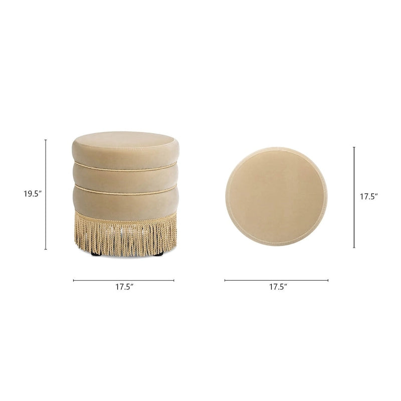 Poggiapiedi rotondo imbottito Edward 17.5 con frange Gold Bullion