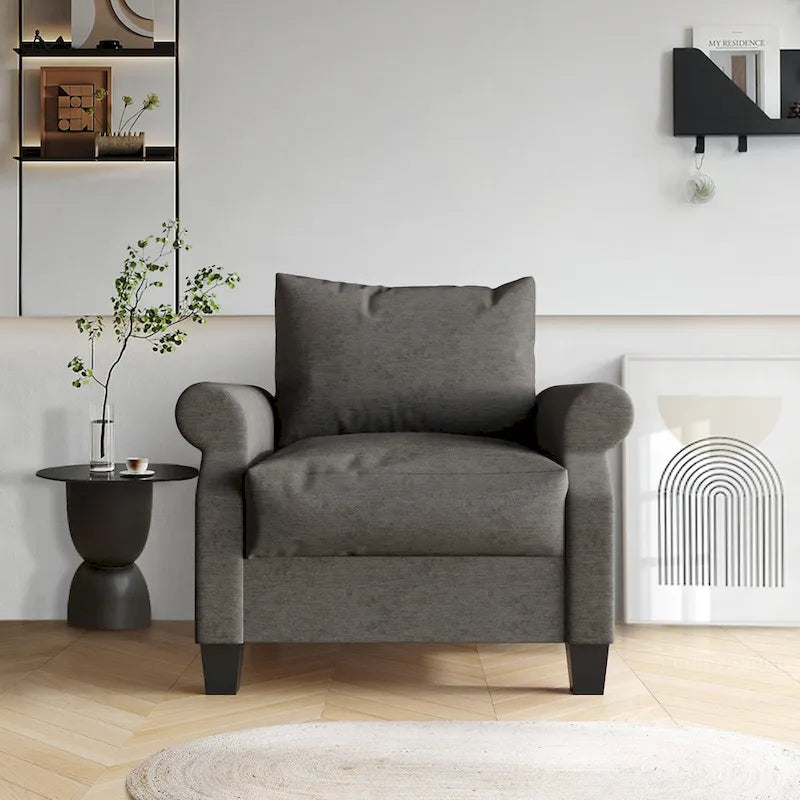 Poltrona imbottita in lino classico