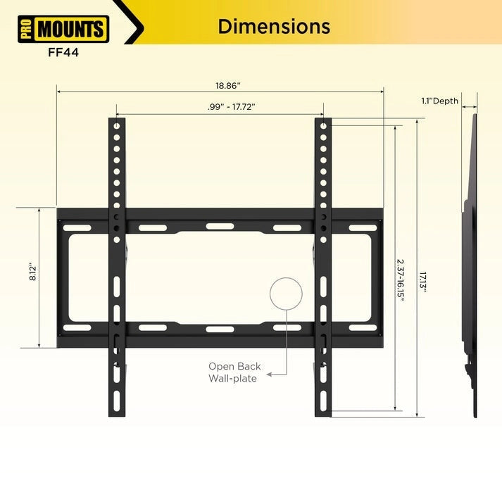 Supporto a parete fisso per TV 32-65 pollici - 17.13 x 1.1 x 18.86 pollici