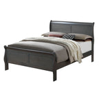Letto a slitta contemporaneo in legno massello grigio