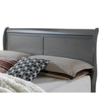 Letto a slitta contemporaneo in legno massello grigio