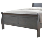 Letto a slitta contemporaneo in legno massello grigio