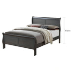 Letto a slitta contemporaneo in legno massello grigio