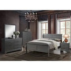 Letto a slitta contemporaneo in legno massello grigio