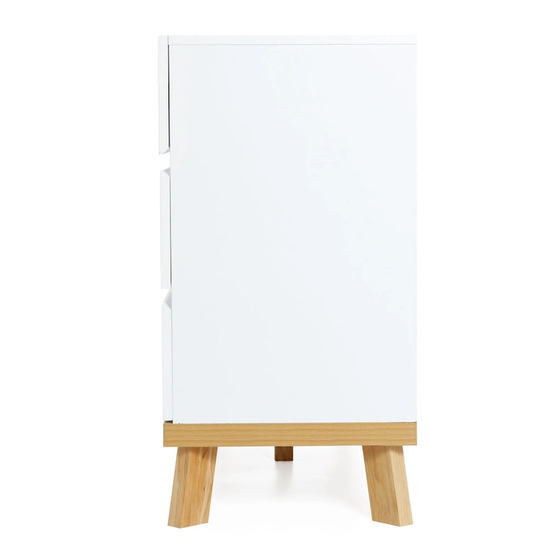 Comò moderno in legno bianco a 6 cassetti
