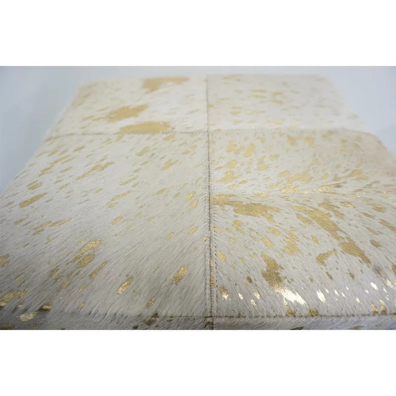 Pouf Cubo Quadrato in Pelle Oro