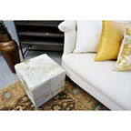 Pouf Cubo Quadrato in Pelle Oro