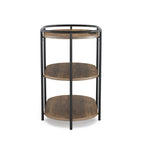 Tavolino Moore Industrial Brown a 3 livelli da 26 pollici in acciaio con porte USB e prese di corrente di Furniture of America