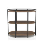 Tavolino Moore Industrial Brown a 3 livelli da 26 pollici in acciaio con porte USB e prese di corrente di Furniture of America