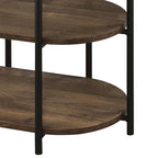 Tavolino Moore Industrial Brown a 3 livelli da 26 pollici in acciaio con porte USB e prese di corrente di Furniture of America