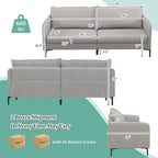 Divano a 2 posti moderno 76 con gambe in metallo grigio