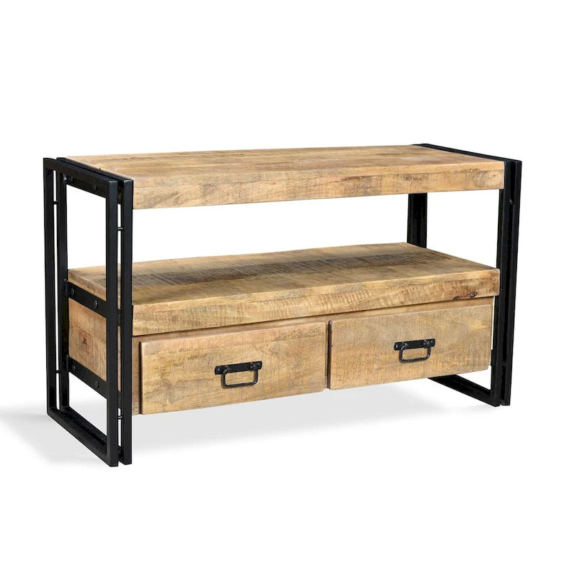 Mobile TV in Legno di Recupero con Cassetti Doppi - 40x16x24