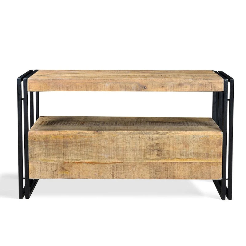 Mobile TV in Legno di Recupero con Cassetti Doppi - 40x16x24