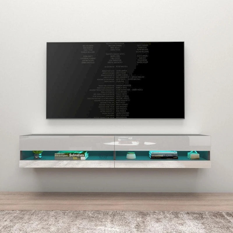 Mobile TV sospeso a parete da 71 pollici con luci LED