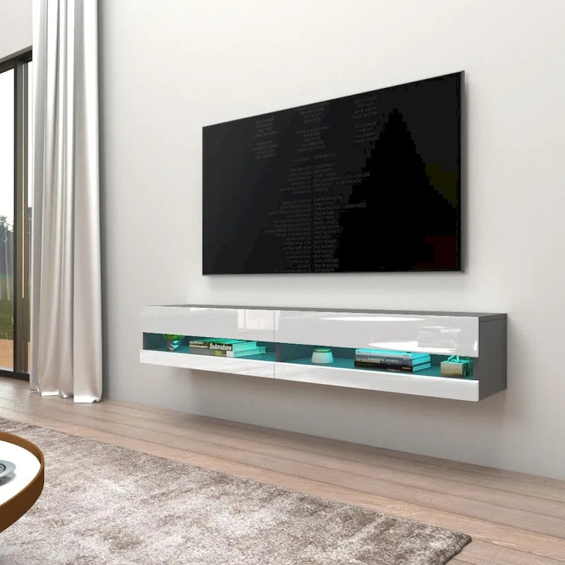 Mobile TV sospeso a parete da 71 pollici con luci LED