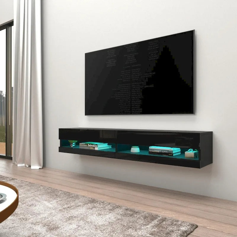 Mobile TV sospeso a parete da 71 pollici con luci LED