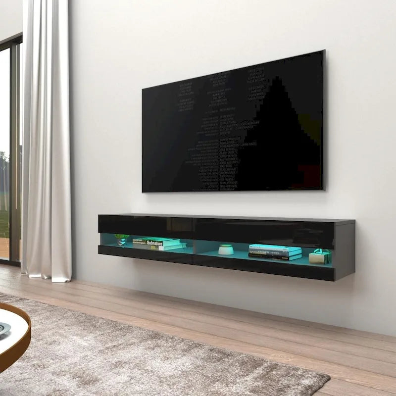 Mobile TV sospeso a parete da 71 pollici con luci LED