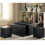 Set di 4 panche e pouf impilabili contemporanei in similpelle