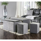 Set di 4 panche e pouf impilabili contemporanei in similpelle