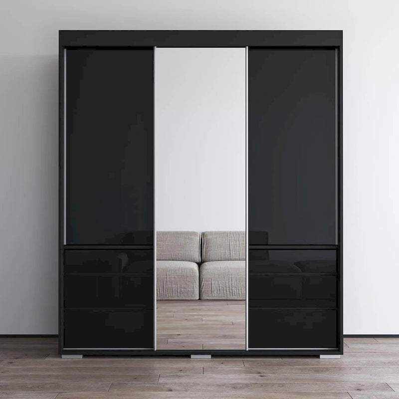 Armadio moderno a 3 ante Monaco da 180 cm con specchio