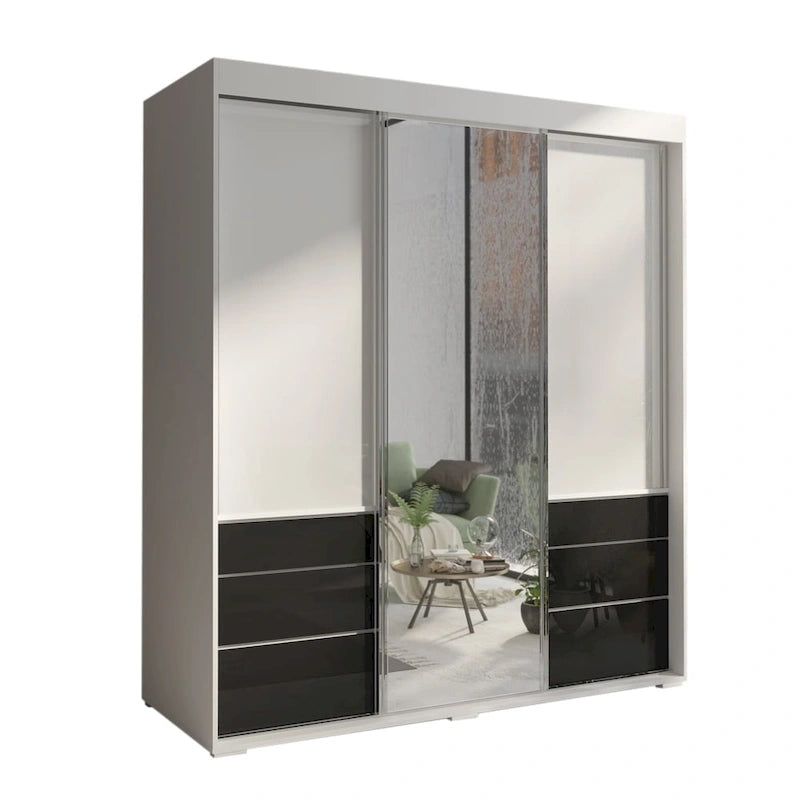 Armadio moderno a 3 ante Monaco da 180 cm con specchio