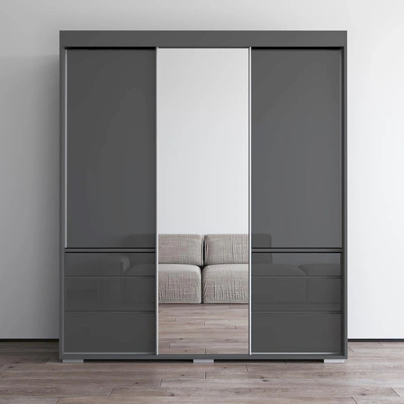 Armadio moderno a 3 ante Monaco da 180 cm con specchio