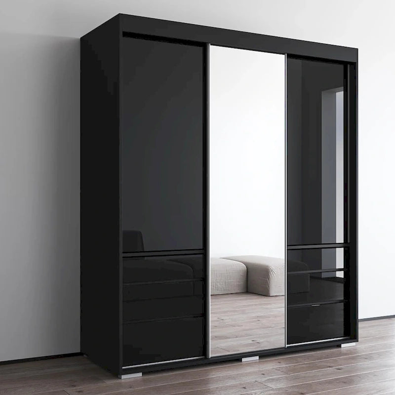 Armadio moderno a 3 ante Monaco da 180 cm con specchio