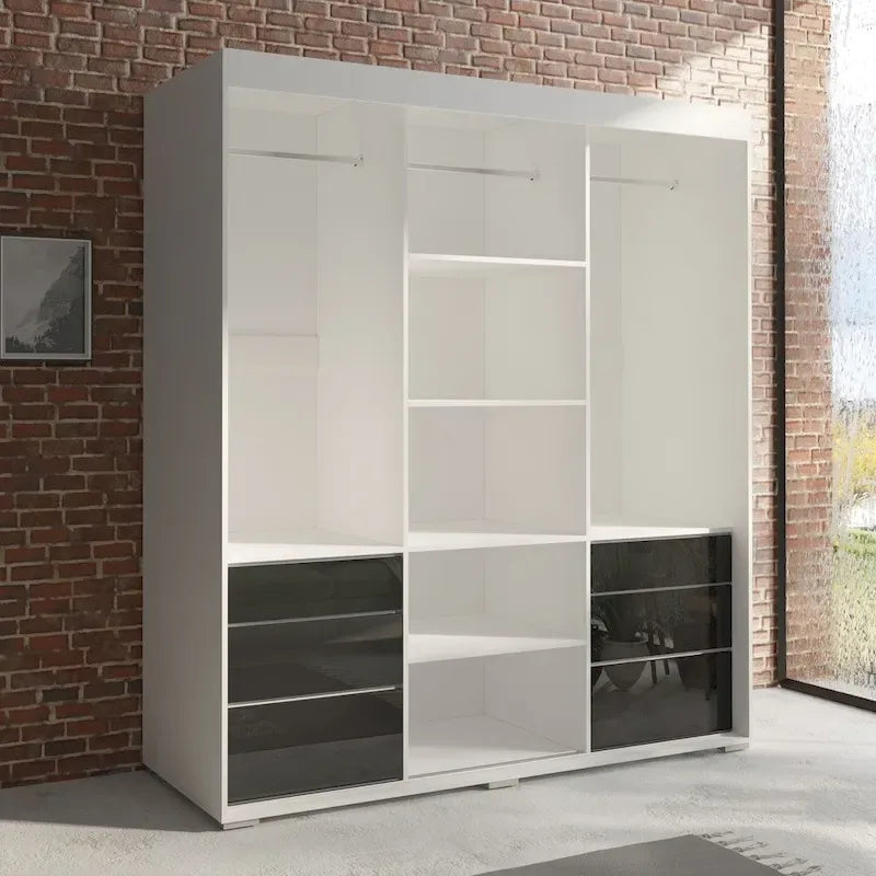 Armadio moderno a 3 ante Monaco da 180 cm con specchio