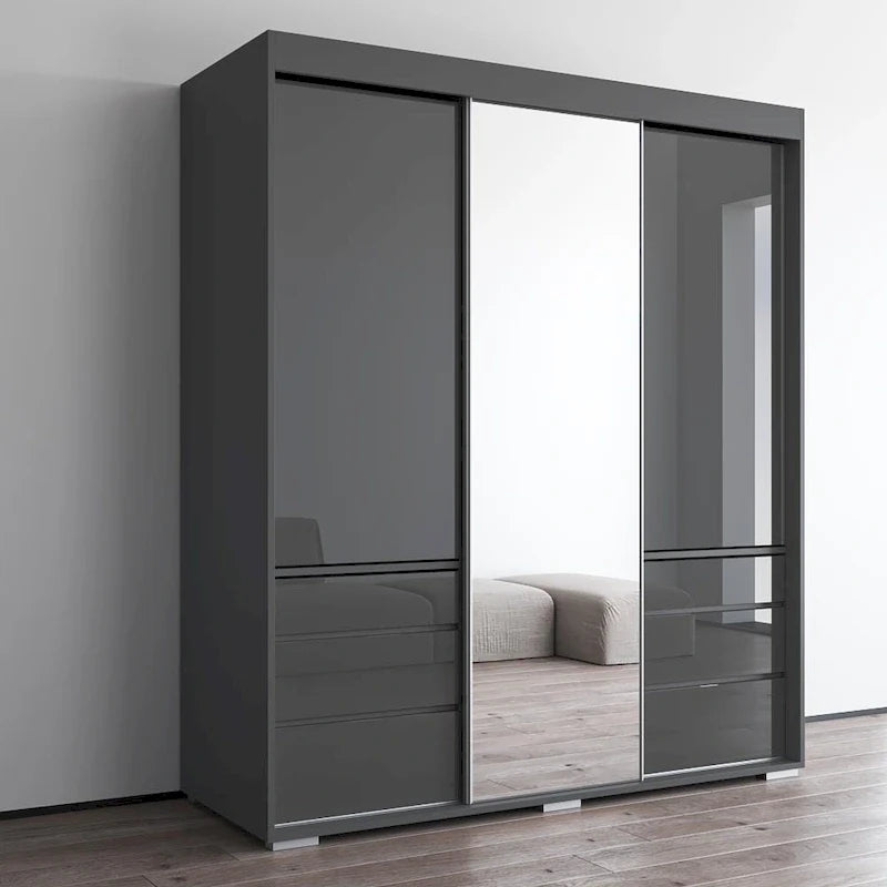 Armadio moderno a 3 ante Monaco da 180 cm con specchio