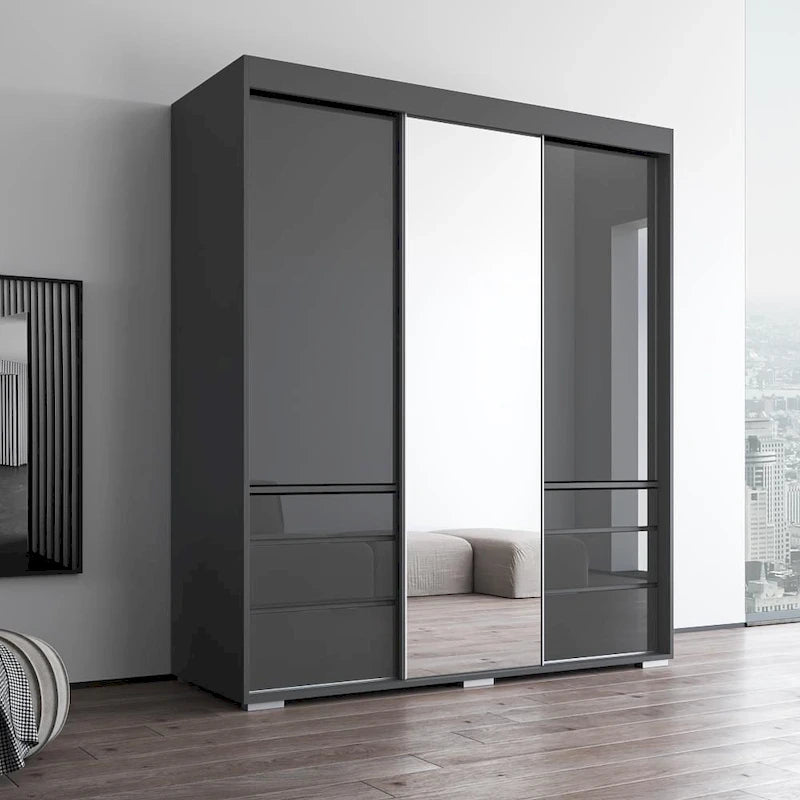 Armadio moderno a 3 ante Monaco da 180 cm con specchio