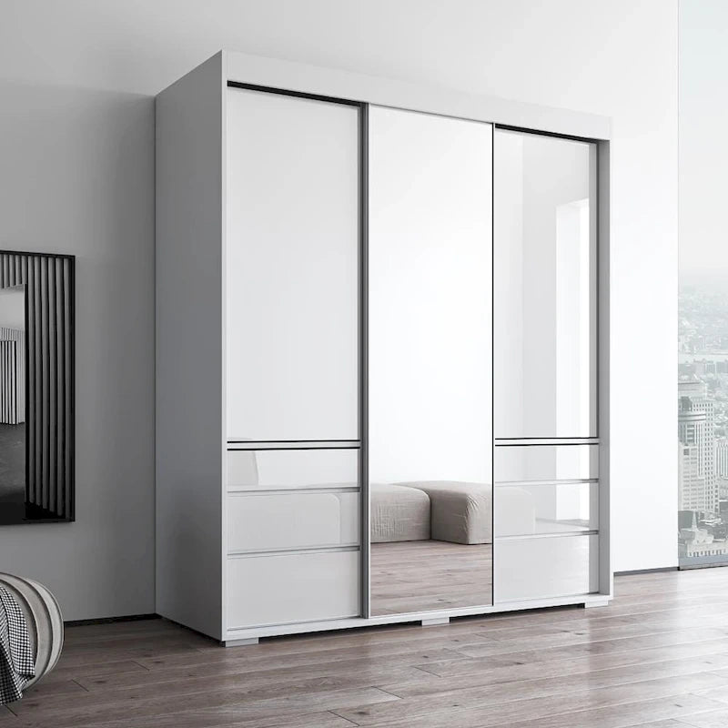 Armadio moderno a 3 ante Monaco da 180 cm con specchio